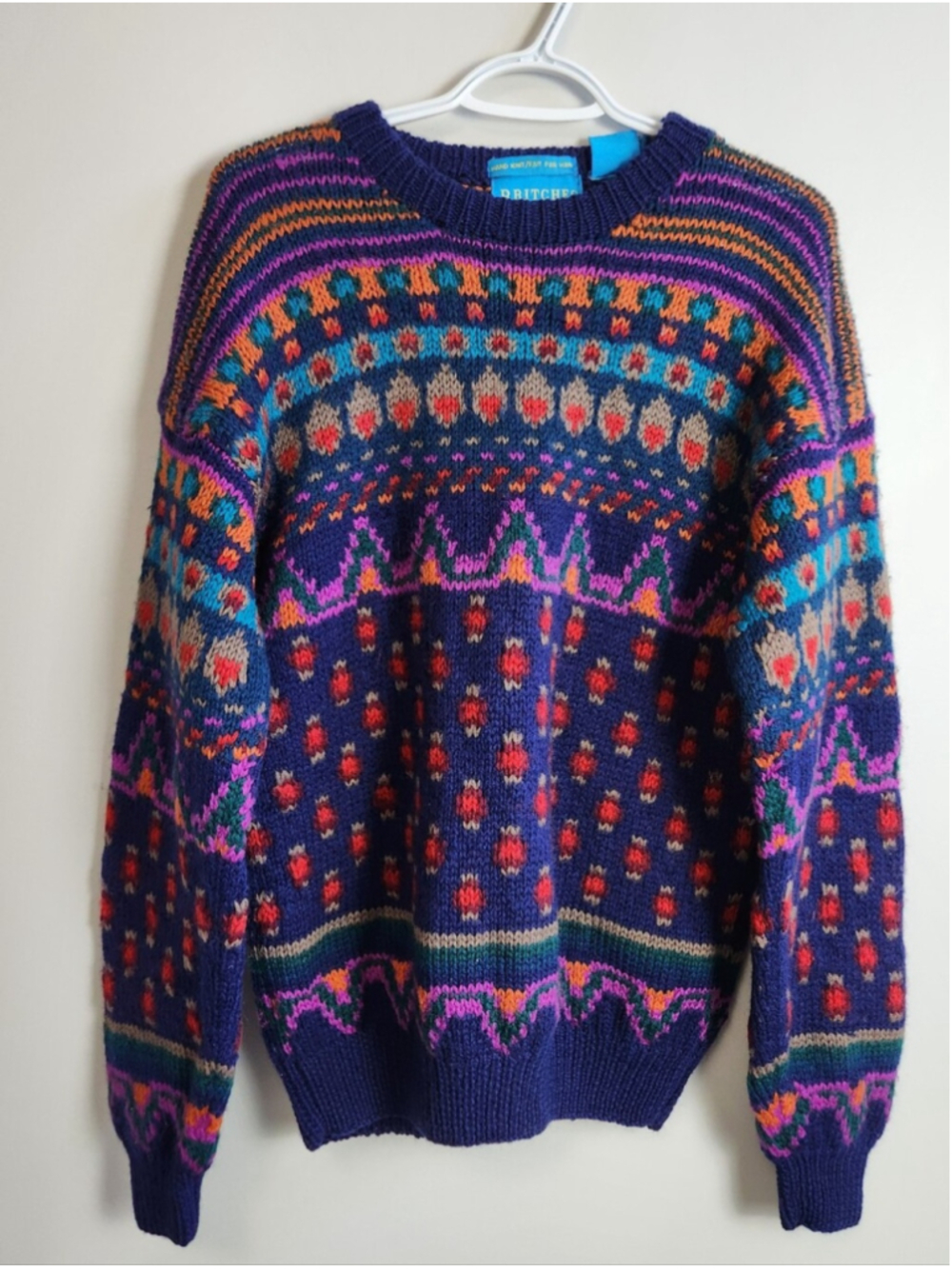 VTG Wool Oversized Baggy Hand Knit Sweater Sz M Fits Large Boho Indiesleeze Fun - Picture 2 of 14